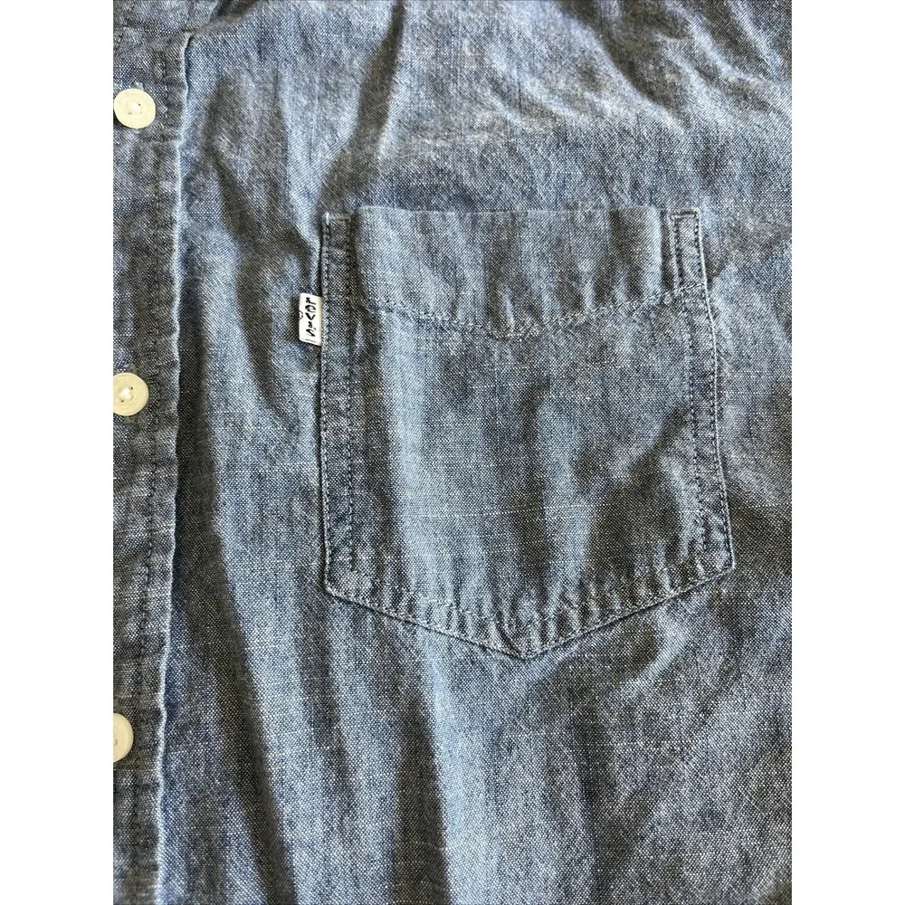 Levi's Men's Blue Chambray Button Down Shirt Long Sleeve Cotton Pocket‎ Size XXL